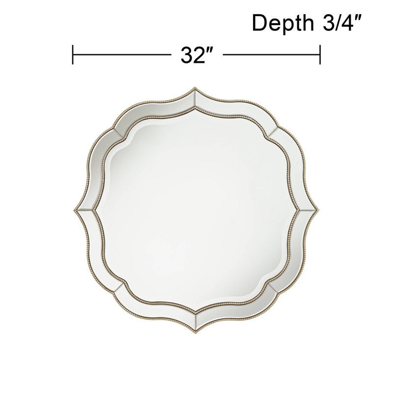 Noble Park Laureen Scalloped Round Vanity Wall Mirror Modern Beveled Glass Champagne Gold Beaded Frame 32" Wide for Bathroom Living Room Home Entryway, 4 of 10