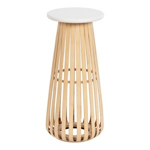 Kate and Laurel Oren Round MDF Drink Table, 10x10x23, White and Natural - 1 of 4