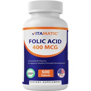 Folic Acid 400mcg - 500 Vegetarian Tablets - 1 of 4