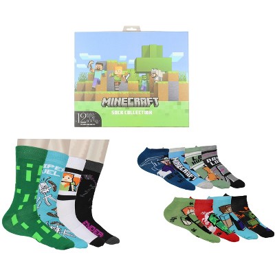 Minecraft Men's 12 Days of Socks Adult Ankle and Crew Socks Mix and Match Gift Box Set Multicolored