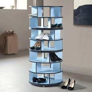 Kings Brand Furniture Cassidy 360° revolving shoe rack—perfect for closets, entryways, bedrooms, or hallways for stylish, space-saving storage - 1 of 4