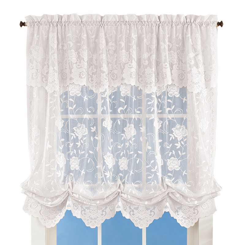 Collections Etc Floral Lace Balloon Shade Window Curtain, Single Panel,, 1 of 4