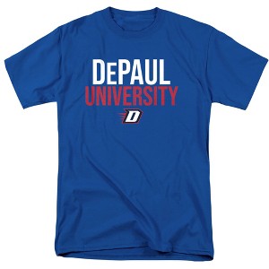 DePaul University Official Stacked Adult T Shirt, Royal Blue - 1 of 4