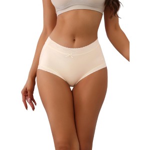 Allegra K Women's Full Coverage Mid-Waisted Briefs with Side Wave - 1 of 4