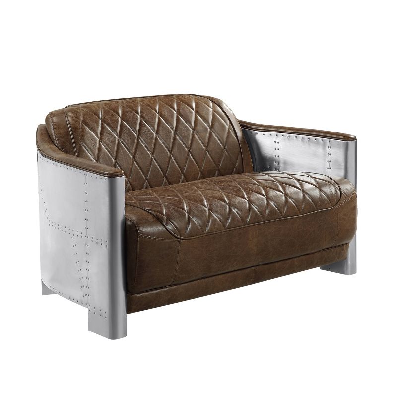 50.4&#34; Sedna Sofa Espresso Top Grain Leather and Aluminum - Acme Furniture, 5 of 7