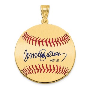 Black Bow Jewelry 14K Gold Plated Ryne Sandberg Signature MD Enamel Baseball Pendant - 1 of 4