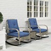 Resenkos 3 Pieces Wicker Patio Furniture Set, A Square Garden Table And Two Rocking Chairs, Gray - 4 of 4