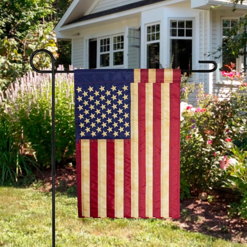 Northlight Embroidered Patriotic Tea-Stained USA Garden Flag 18" x 12.5", 3 of 5