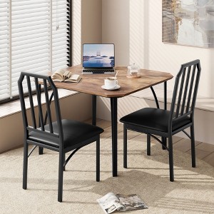 Kitchen Table and Chairs With Cushioned PU Seats,Compact and Sturdy MDF With Steel Reinforcement for Small Spaces, Apartments, and Studios - 1 of 4