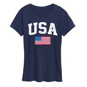 Women's - Instant Message - USA Flag Short Sleeve Graphic T-Shirt - 1 of 4