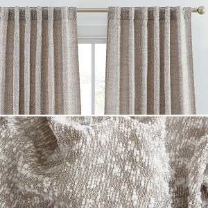 HLC.ME Easton Jacquard Slub Texture - Privacy Curtains with Back Tab Rod Pocket Window Curtains Panels, Set of 2 - 1 of 4