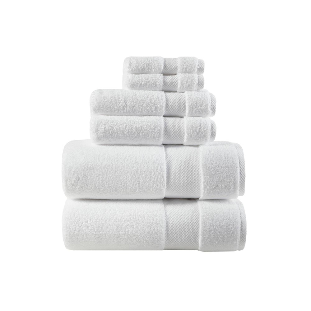 Photos - Towel 6pc Splendor Cotton Bath  Set True White - Madison Park