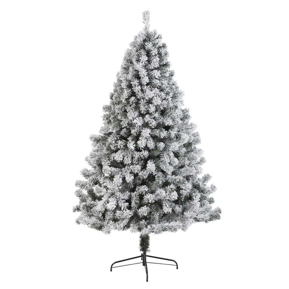 Nearly Natural 7' Unlit Flocked West Virginia Artificial Christmas Tree