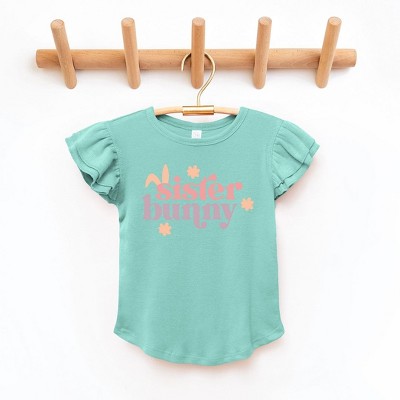 The Juniper Shop Sister Bunny Toddler Flutter Sleeve Tee