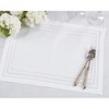 Saro Lifestyle Linen Hemstitch Placemat, 14"x20" Oblong, White (Set of 4) - 3 of 3