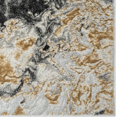 Smoke Marble Swirl Abstract 5' x 7' Synthetic Area Rug