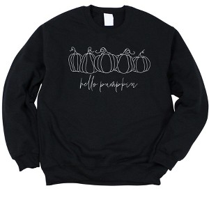 Simply Sage Market Women's Hand Drawn Hello Pumpkin Gildan Sweatshirt - 1 of 2