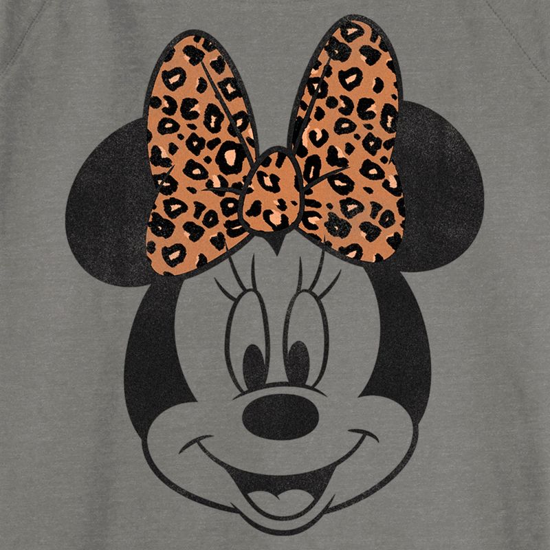 Juniors Womens Mickey & Friends Minnie Mouse Cheetah Print Bow Sweatshirt, 2 of 5