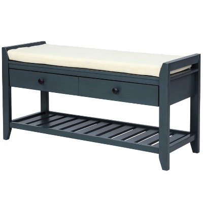 39''L Entry Bench with Storage, Shoes Bench with Padded Cushion Carrying Capacity 220Lbs