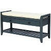 Entryway Storage Bench, Solid Wood Storage Bench with Open Shoe Rack, 2 Drawers, Multipurpose Shoe Bench with Padded Cushion for Hallway - 3 of 4