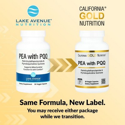 California Gold Nutrition PEA 300 mg + PQQ 10 mg, 90 Veggie Capsules