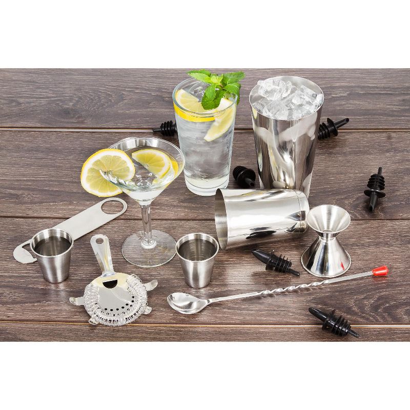 Lexi Home 16-Piece Stainless Steel Cocktail Essential Barware Set, 4 of 7