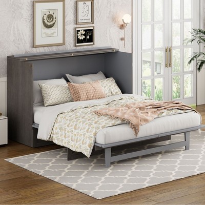 NicBex Queen Size Murphy Bed 80.5" Wooden Frame Morden Hideaway Wall Bed with Top Shelf and 1 Spacious Drawer for Bedroom
