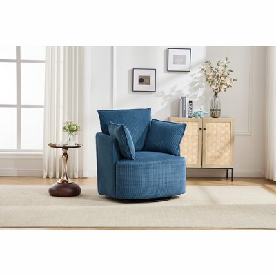 TOAOTBNBO Oversized Swivel Accent Chair with Ergonomic Armrests, Round Barrel Arm Chair with Curved Backrest Upholstered Chair for Hotel