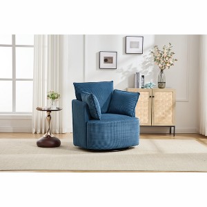 TOAOTBNBO Oversized Swivel Accent Chair with Ergonomic Armrests, Round Barrel Arm Chair with Curved Backrest Upholstered Chair for Hotel - 1 of 4
