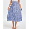 Coolmee Women's Maternity Boho Maxi Skirt Floral Smocked Elastic High Waist Pleated A-Line Ruffle Flowy Long Skirts - 2 of 2