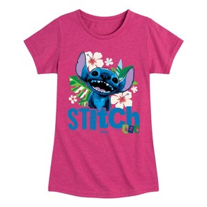Girls' - Lilo And Stitch - Stitch Smiling 626 Fitted Short Sleeve Graphic T-Shirt - 1 of 4