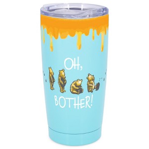 Elanze Designs 20 oz Stainless Steel On the Go Insulated Travel Tumbler With Push Top Lid, Classic Yellow Bear Sky Blue - 1 of 4