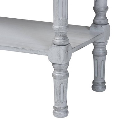 Gray Wood and Mirrored Glass 2-Drawer Console Table with Storage Shelf