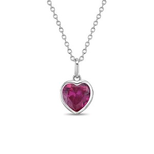 Girls' CZ Birthstone Heart Sterling Silver Necklace - In Season Jewelry - 1 of 1
