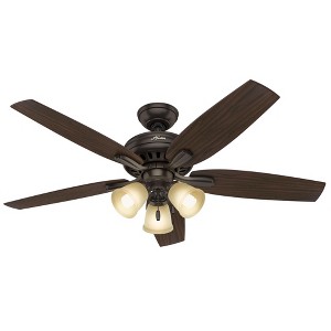 Hunter 52" Newsome Lighted Ceiling Fan Premier Bronze with Roasted Walnut Blades, 5 Blades, Pull Chain Control - 1 of 4
