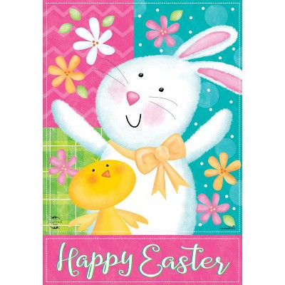 Easter Bunny and Chick Multicolor Polyester Garden Flag