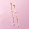 Pure Collection by Ross-Simons 3-4mm Cultured Pearl and Bead Station Drop Earrings in 14kt Yellow Gold - 3 of 4