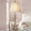 Barnes and Ivy Duval Traditional Table Lamp 34" Tall Distressed Antique White Candlestick Crystal Beige Fabric Bell Shade for Bedroom Living Room Home - 2 of 4