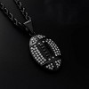 Steeltime 24" Men's stainless steel and simulated diamonds american football pendant. Color Options: Silver, Gold, Black - 2 of 4