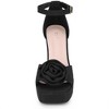 BLISSFUL STEP Women's Flower Square Toe Ankle Strap Chunky Heel Sandals - 2 of 3