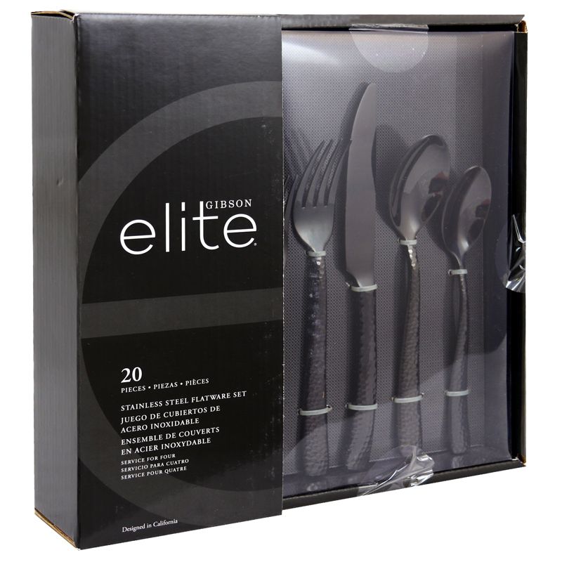 Gibson Elite Stonehenge 20 Piece Flatware Set in Black, 3 of 6