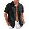 COOFANDY Mens Casual Cotton Linen Shirt Short Sleeve Button Up Shirts Summer Beach Top - 3 of 4
