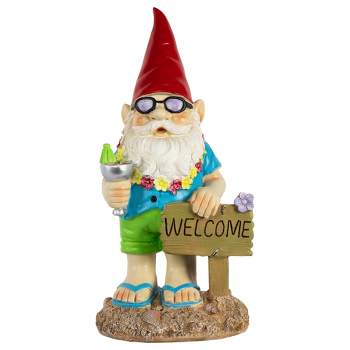 Northlight 16" Summer Time "Welcome" Gnome Outdoor Garden Statue