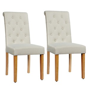 Costway Set of 2 Parsons Upholstered Fabric Chair with Wooden Legs Pink/Beige/Grey/White&Black - 1 of 4