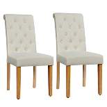 Costway Set of 2 Parsons Upholstered Fabric Chair with Wooden LegsPink\Beige\Gray