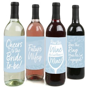Big Dot of Happiness Dusty Blue Elegantly Simple - Wedding or Bridal Shower Guest Party Favors Decorations  - Wine Bottle Label Stickers - Set of 4 - 1 of 4