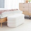Linon 16.25" Delcy Faux Shearling Oblong Ottoman: Plush, Midcentury Accent, Wood Legs - 2 of 4
