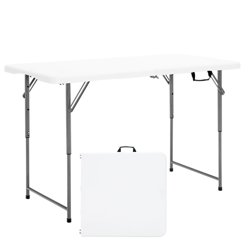 Costway Folding Table Portable Bi-fold Picnic Dining Table w/ 3-Level Height Adjustment, 1 of 11
