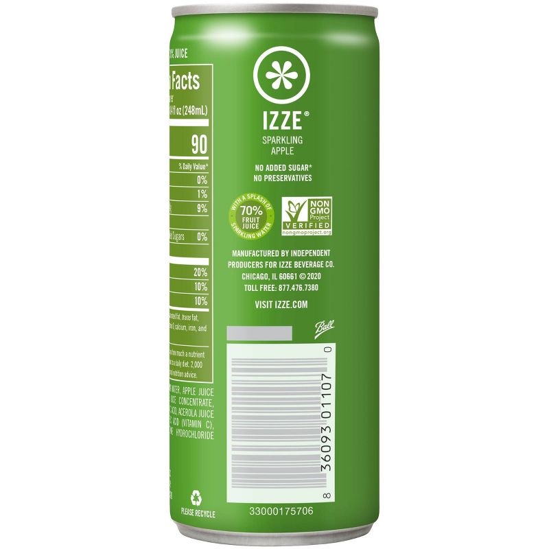IZZE Sparkling Apple - 4pk/8.4 fl oz Cans, 3 of 5
