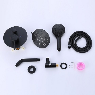 Matte Black Stainless Steel Rain Shower Faucet Set with Handle
